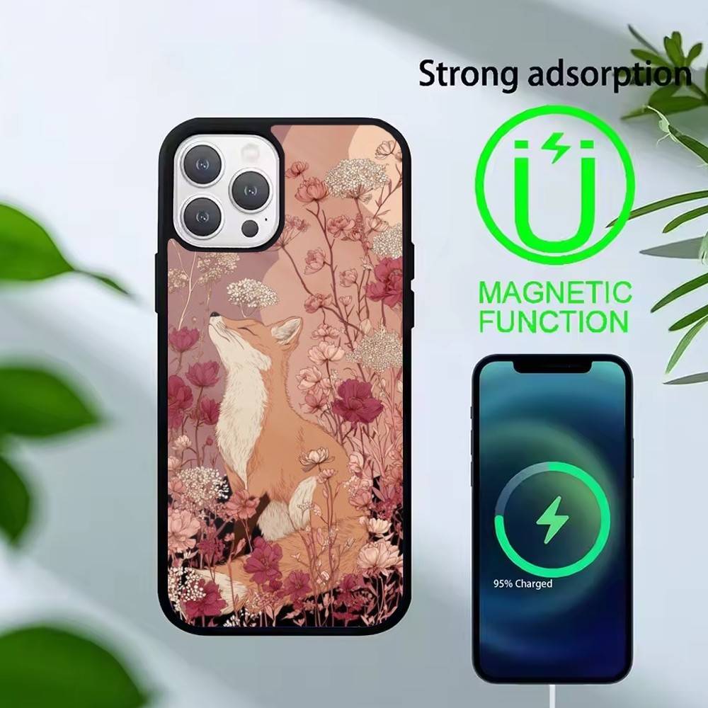 Sunny Fox Phone Case For iPhone 14,16,15,13,17,12,Plus,Pro,Max Magnetic For Magsafe Frosted Cover