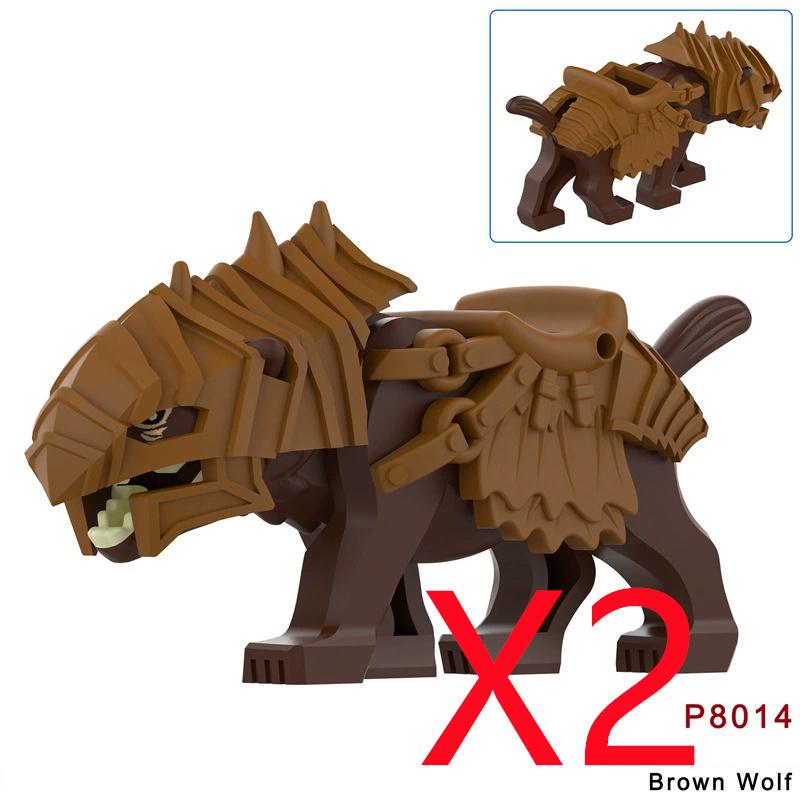 MOC Mediaeval Times Building Blocks Orc Mounts Wolf Flags Army Soldiers Character Accessories Bricks Animal Toys Gifts R064 DIY