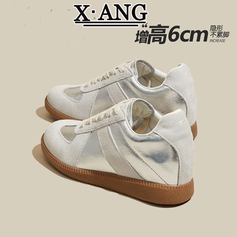 

Cowhide version inner height-increasing women s shoes spring and summer new versatile soft-soled lightweight casual board shoes 40