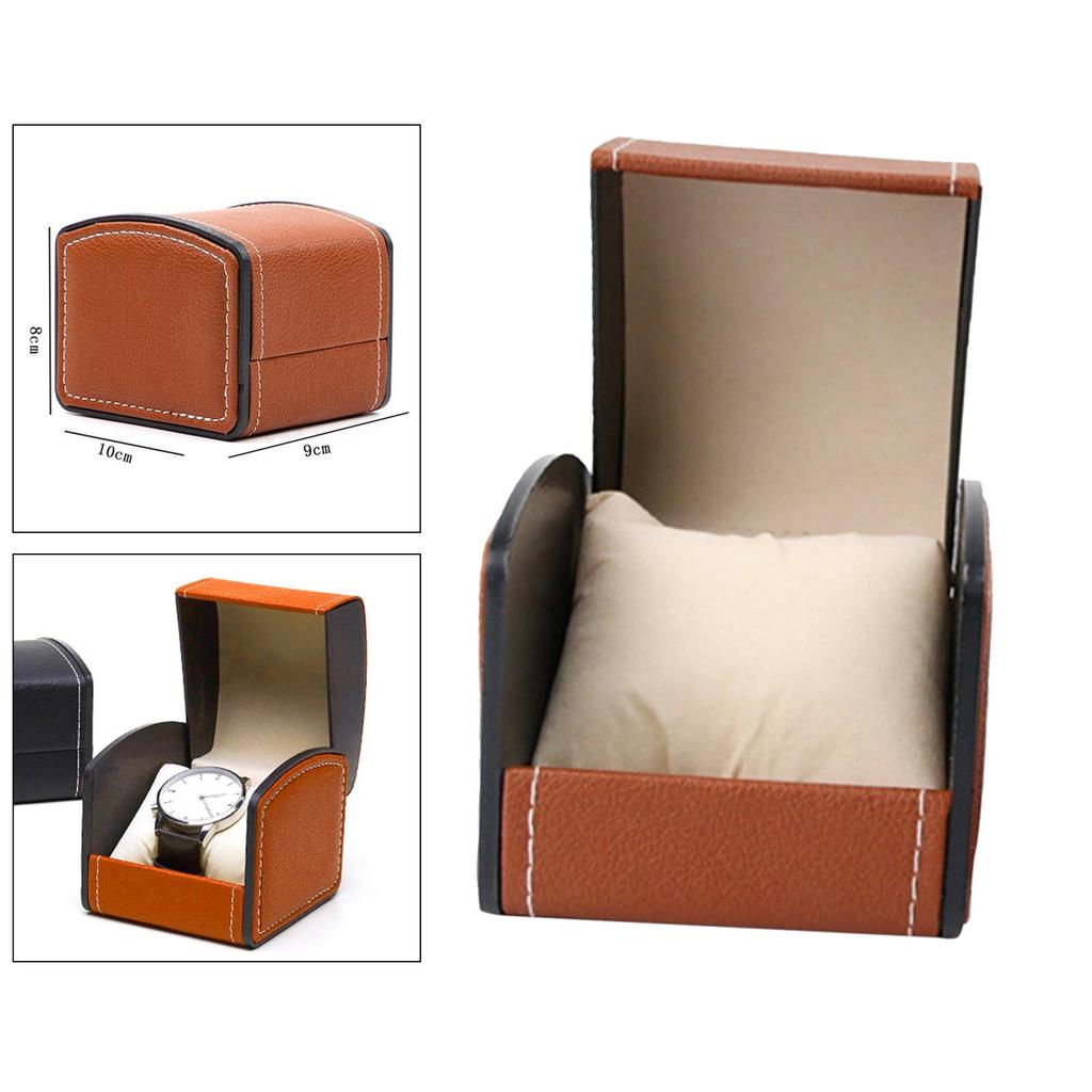 Square PU Leather Watch Case Display Holder Organizer Jewelry Box for Men and Women, Professional -
