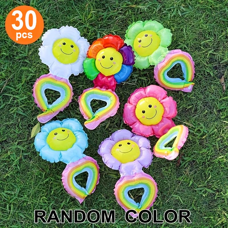 

30 daisy rainbow wrist balloons, 13.78 inches high, lightweight and portable, suitable for gatherings, parties, etc flower&13.78inch