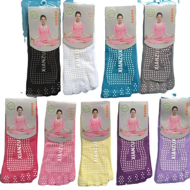 Rutschfeste, atmungsaktive Fünffingersocken für Yoga und Tanz mit geteilter Zehenpartie für Damen