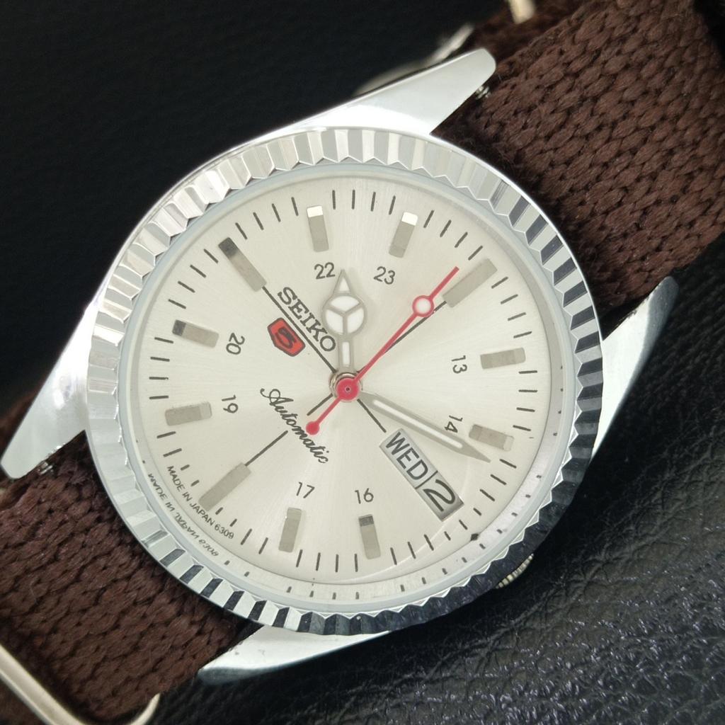 

REFURBISHED SEIKO 5 AUTOMATIC 6309A JAPAN MENS VINTAGE SILVER WATCH a442833-1