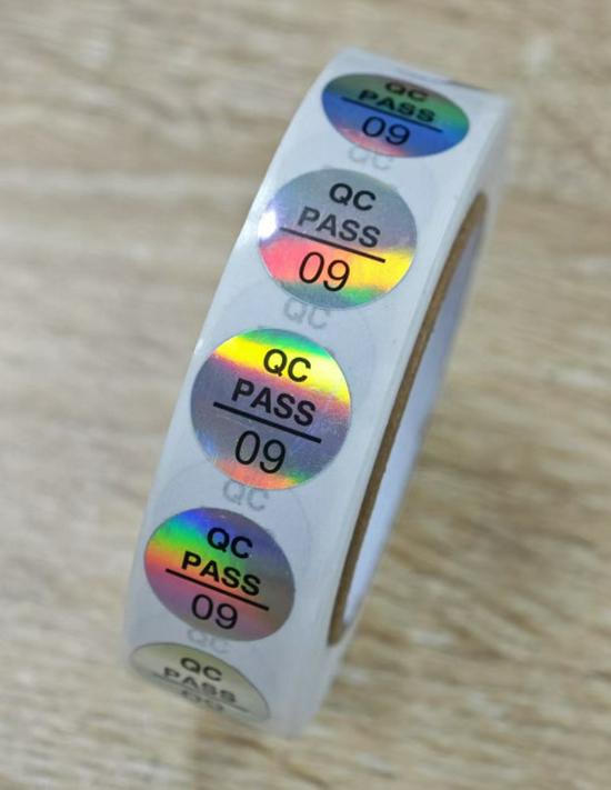 Transparent Self-Adhesive QC Pass Label - Round Laser Quality Inspection Sticker