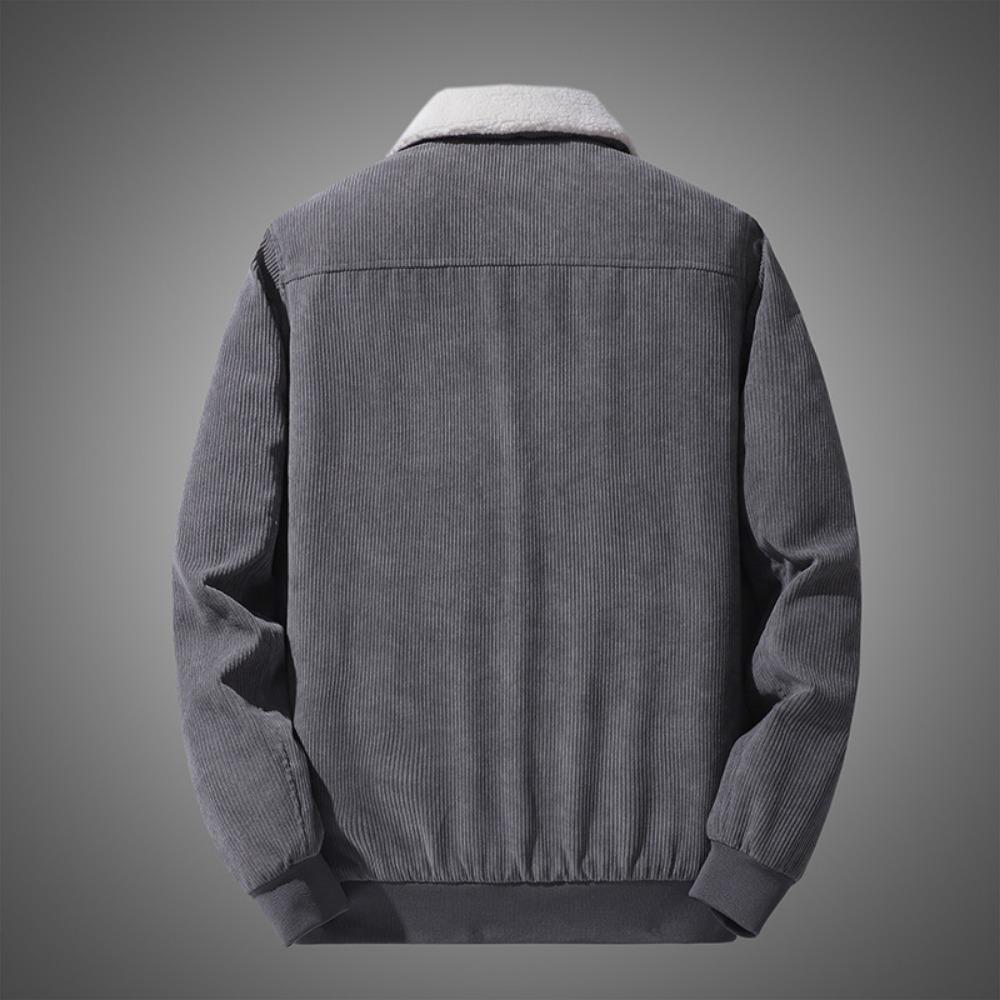Corduroy lamb wool jacket men's winter loose fleece thickened casual lapel jacket men's clothes