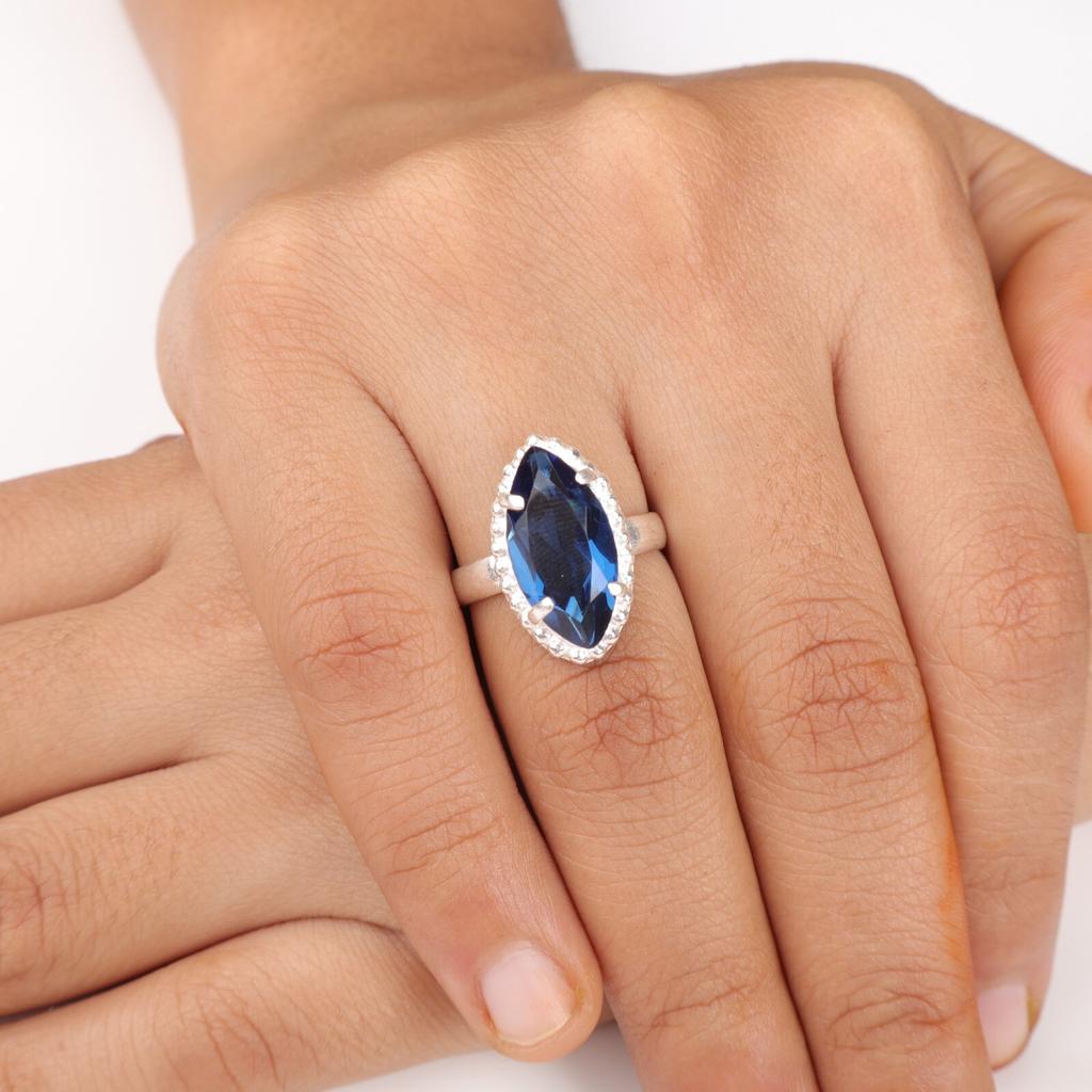 London Blue Topaz Gemstone 925 Sterling Silver Jewelry Handmade Valentines Ring RR-64-5