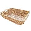 Sturdy Water Hyacinth Woven Basket with Wooden Handle Multipurpose Storage Solution For Toy Books And Blankets B03E