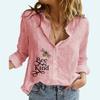 Women Fashion Button-up Blouses Summer&autumn Loose Cotton Linen Top Ladies Casual Print Long Sleeve Shirt