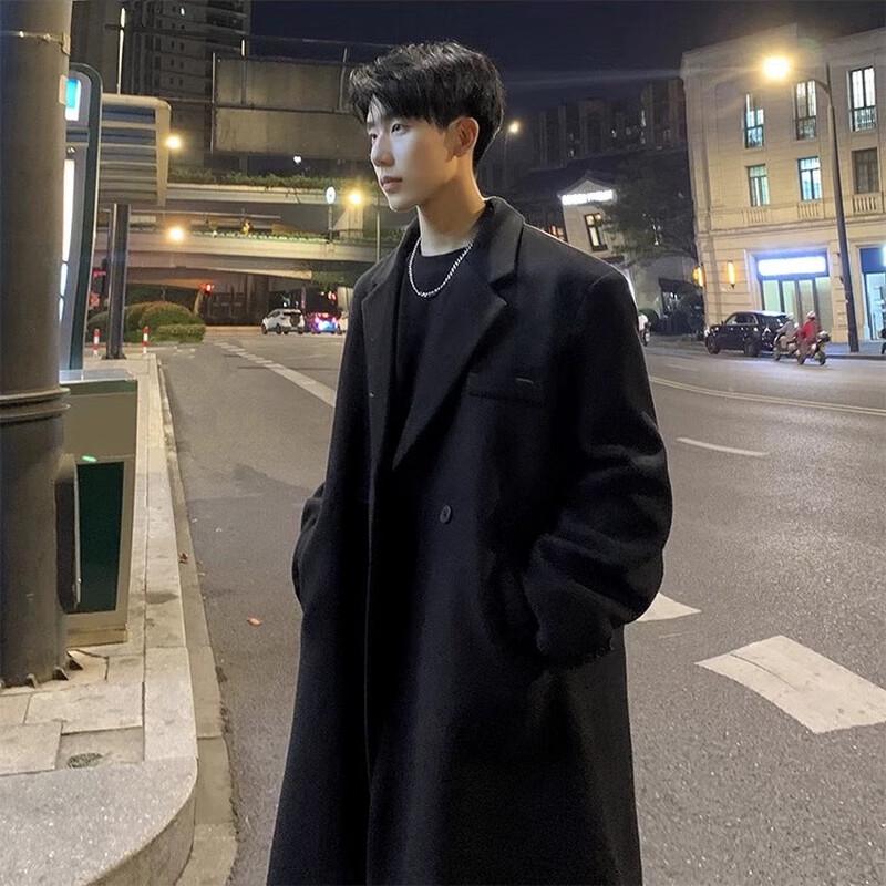 Dingfengbaoluo Herren HT88 Mittellanger Wollmischungs-Übermantel