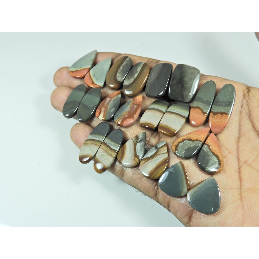 11 Pair Natural Polychrome Jasper Mix Cabochon Loose Gemstone 185 Cts. Lot C-3530