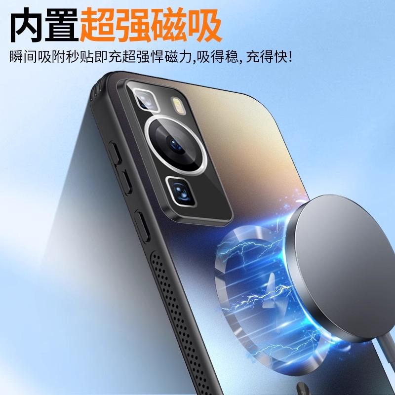 For Huawei P60 Pro Case P50 P60 Pro Support Magsafe Magnetic Wireless Charging Cover Frosted Funda Protect Camera Lens