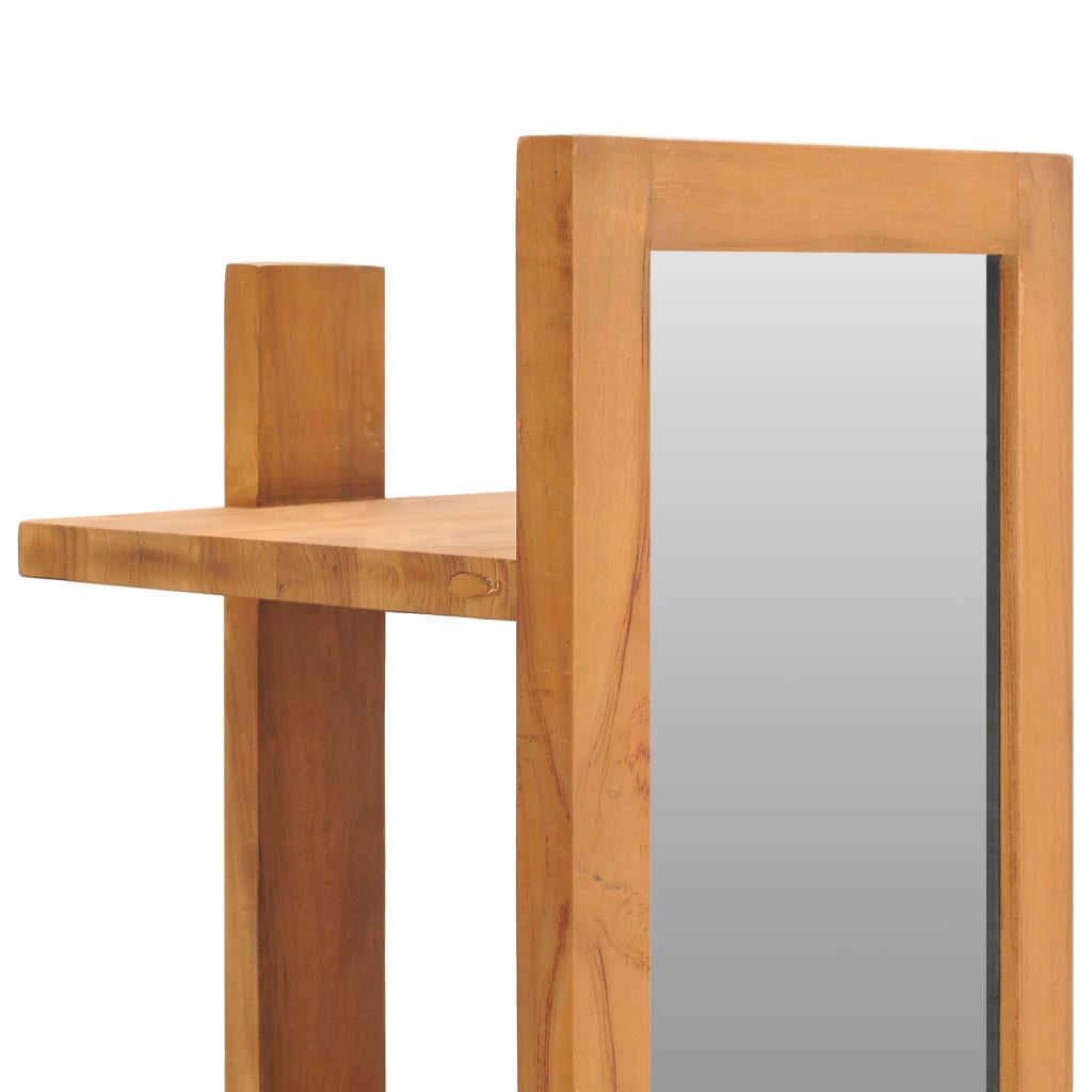 Wall Mirror with Shelves 30*30*120 cm Solid Teak Wood