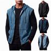 Men's Casual Full Zip Hooded Denim Vest Jacket, Sleeveless Jean Outerwear for Everyday Wear