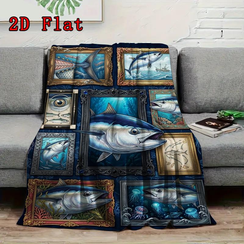 Tuna Art Collection 2D Flat Pattern Flannel Blanket, High quality All Seasons, Home Decor, Warmth and Comfort, Perfect for Christmas Gifts.