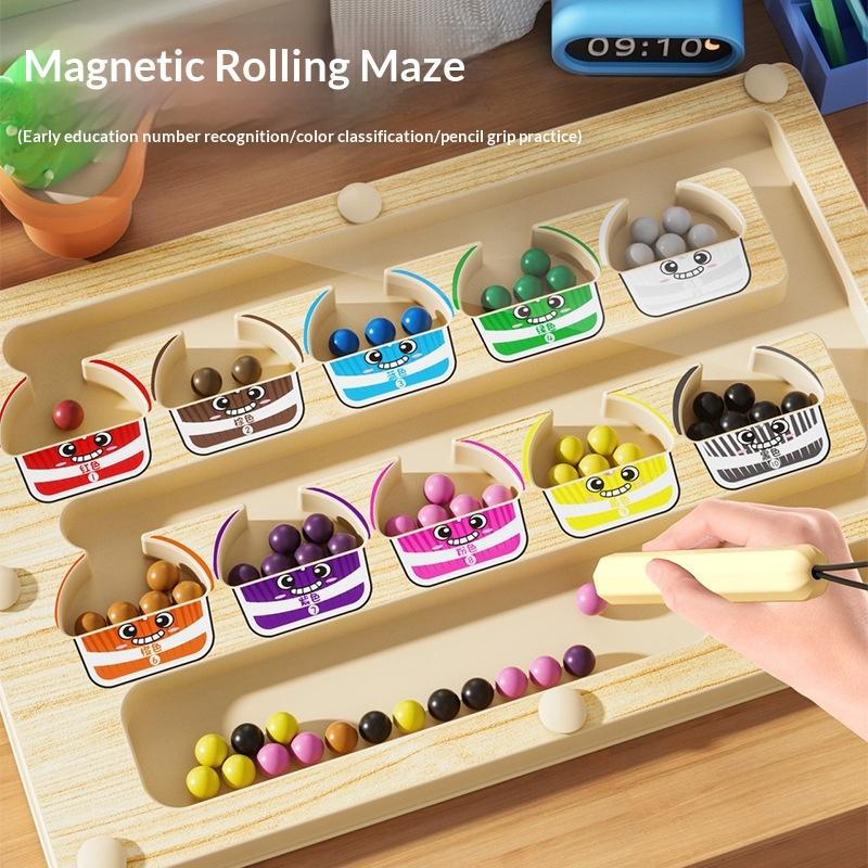 Magnetic Color Sorting Maze Board Toddler Montessori Toys Number Matching Learning Counting Preschool Activity