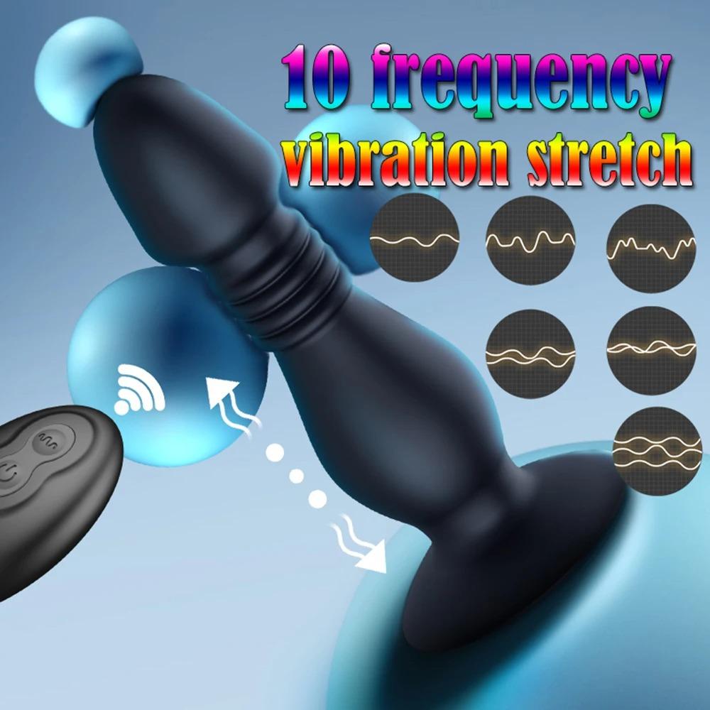 Teleskopické anální vibrátory bezdrátové tlačné dildo anální kolík vibrátory mužský masér prostaty anální masturbátor sexuální hračky pro muže
