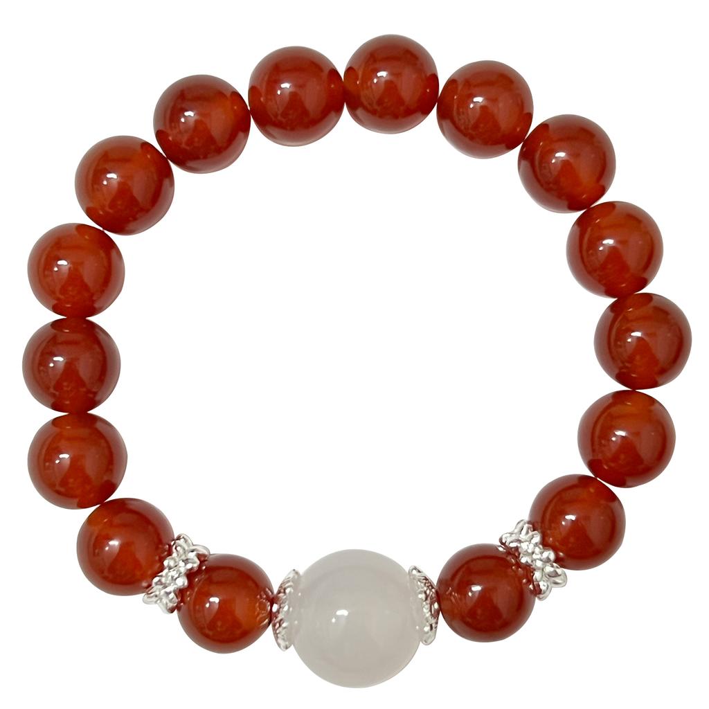 Natural Stone Beaded Bracelets for Women Handmade 10mm Round Beads Agate Bracelet Semi-Precious Gemstone Elastic Bangle DIY Jewelry Gifts