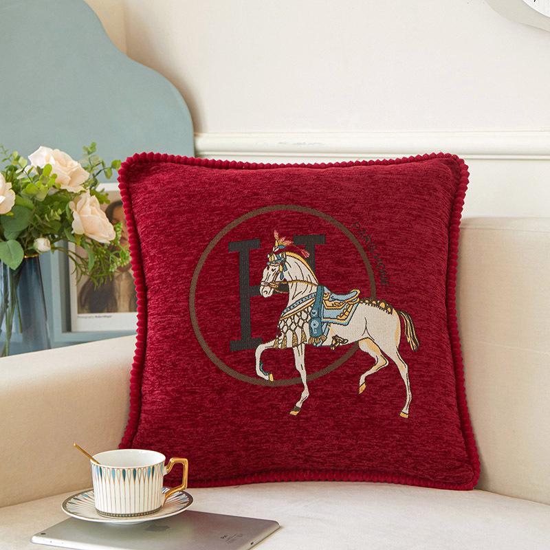 Chenille Jacquard Luxury Pillowcase - White Horse Design