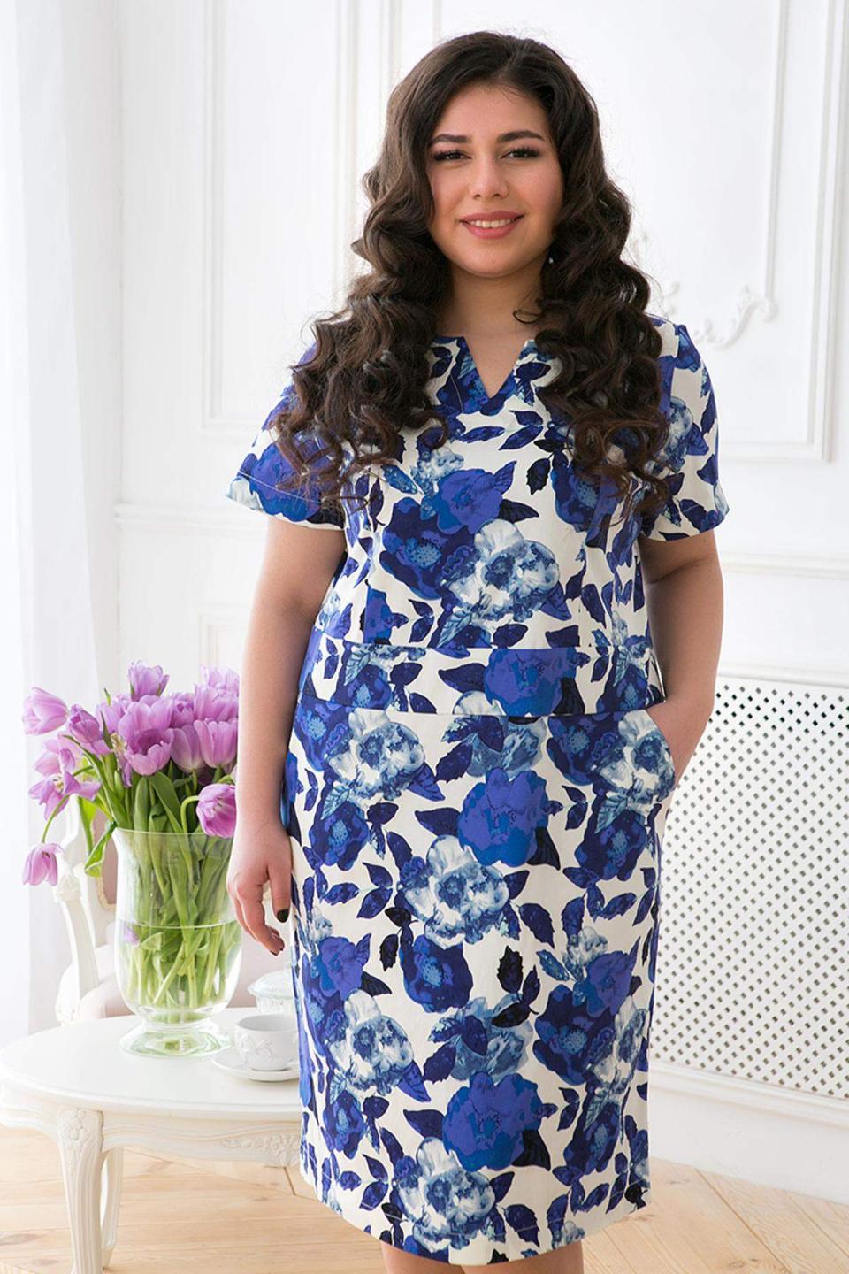 

Літня сукня з коротким рукавом Tatiana ФІБІ 4XL синій