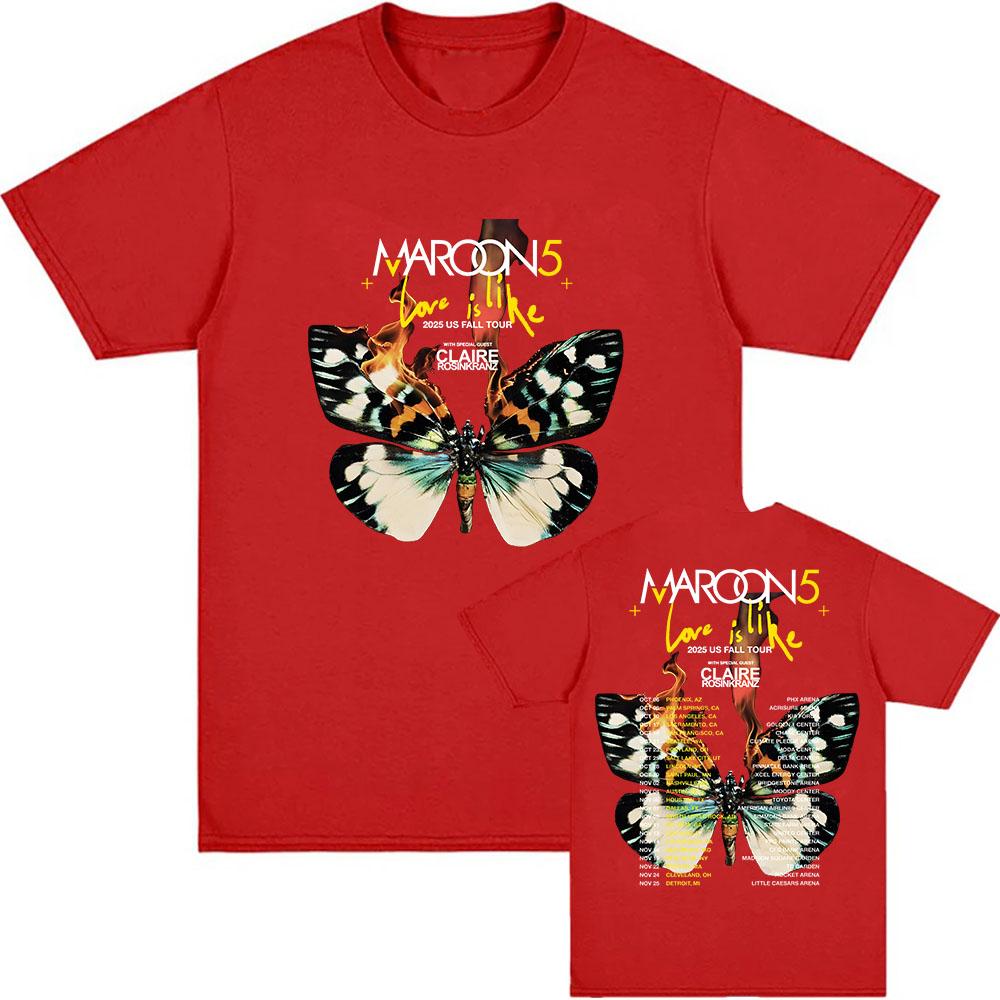 

MAROON 5 Love Is Like Tour Футболка с графикой альбома Футболки Гранж Мода Унисекс Уличная одежда Хлопок Лето Мужская футболка Топ XXL