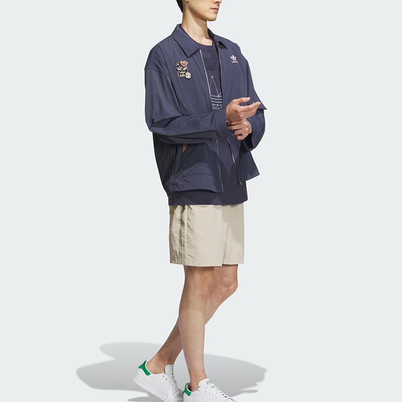Adidas Originals X Chang Chang Xiong Collaboration SS23 Solid Color Flap Pocket Label Logo Zip Collar Jacket Men Jacket Navy IS0644