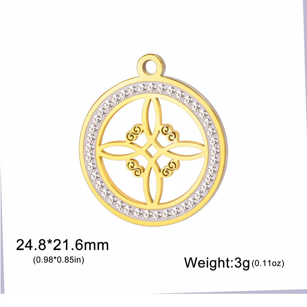 Teamer Irish Witch Knot Clear Zircon Round Pendant for Jewelry Making Necklace DIY Stainless Steel Celtics Knot Charm Wholesale