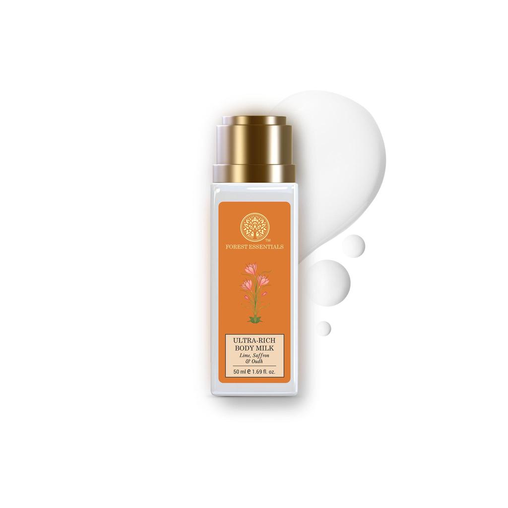 Forest Essentials Ultra-Rich Body Milk Lime Saffron Oudh | Ayurvedic Nourishing Body Lotion to Replenish Skin Moisture and Leave it Smooth & Scent