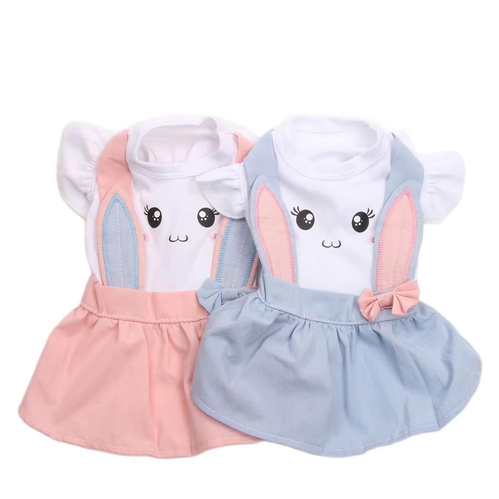 Cartoon Dog Round Neck Dress With Bow-knot Pet Pleated Skirt Dog Dress  Pet Supplies