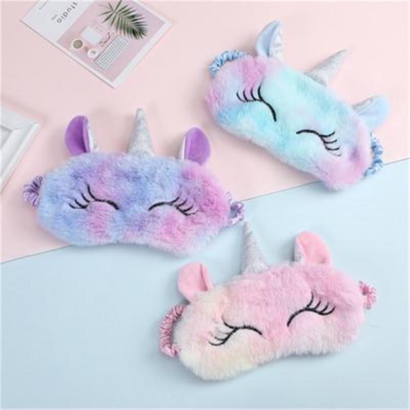 Mode 3D Eenhoorn Slapen Oogmasker Leuke Cartoon Geleidelijke Verandering Pluche Reizen Eyeshade Cover