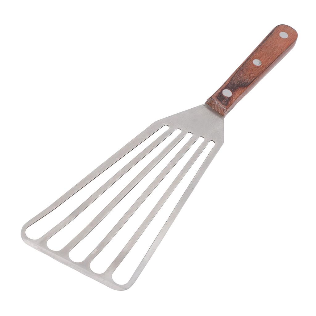 Fish Spatula Stainless Steel for Cooking with Wood Handle Multifunctional Barbecue Turner