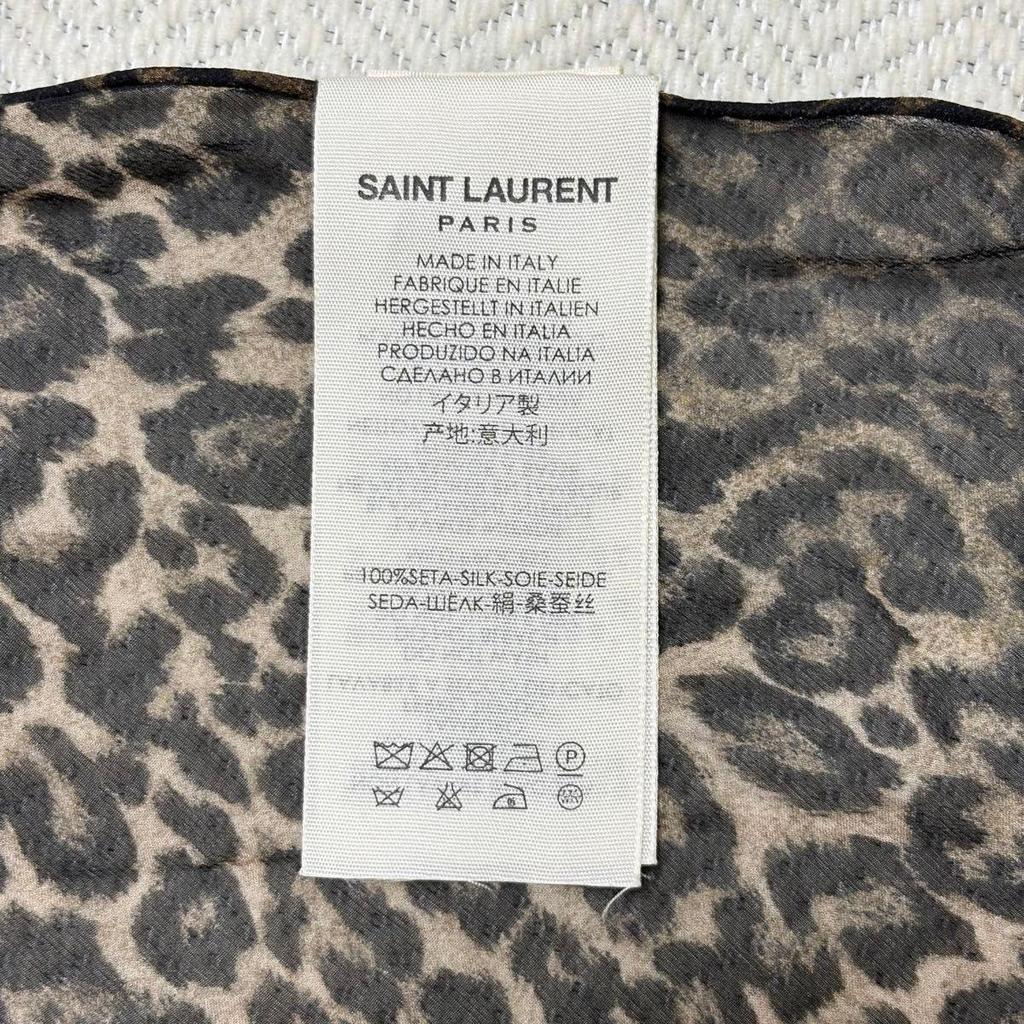 Used [Rare] SAINT LAURENT Hedi Era Leopard Silk Scarf Stole