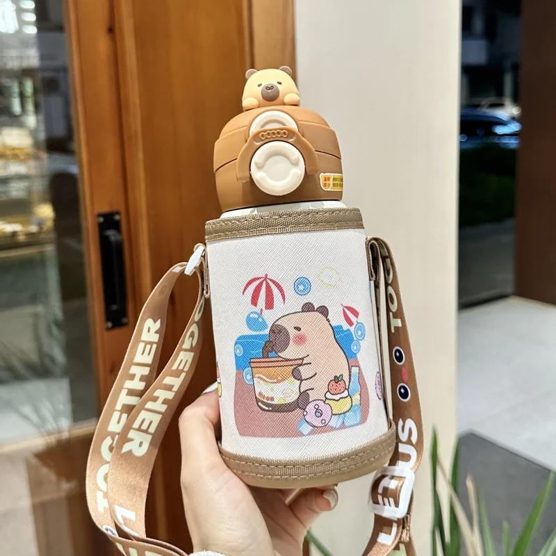 Cartoon Cute Children Insulated Cup for Girl Boys School 316 Stainless Steel Straw Thermos With Heat-resistant Cup Sleeves 500ML