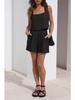 European and American Women's 2-Piece Linen Casual Set: Sleeveless Top and Shorts.