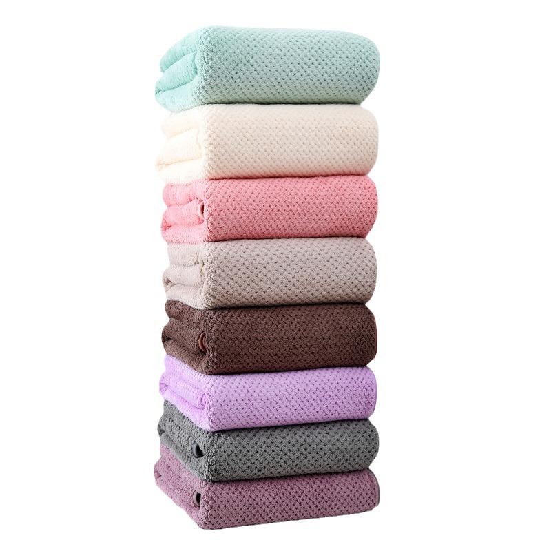 Extra Large Solid Color Coral Fleece Waffle Bath Towel Set with Thick Edges