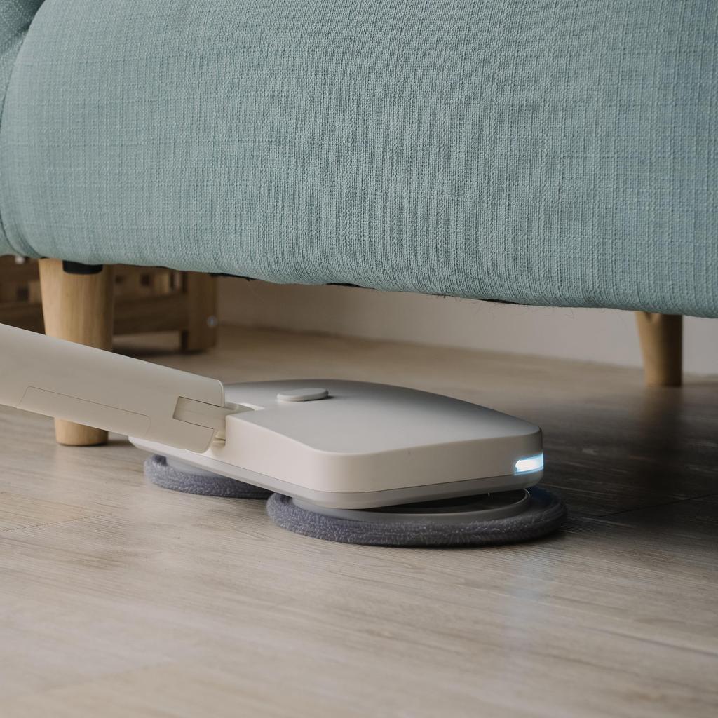 Plus Minus Zero Cordless Electric Mop H020 with Water LED Cordless Rotating Wet 4 Adjustable for Hardwood Includes 2 Mop Pads ±0 [Gekiochikun] (White)