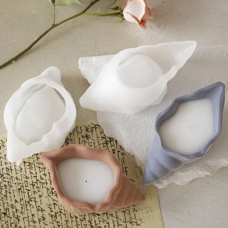 A Top Quality Crystal Drop Glue Conch Silicone Mold DIY Gypsum Resin Aromatherapy Candle Cup Gypsum Flower Pot Vase Jewelry