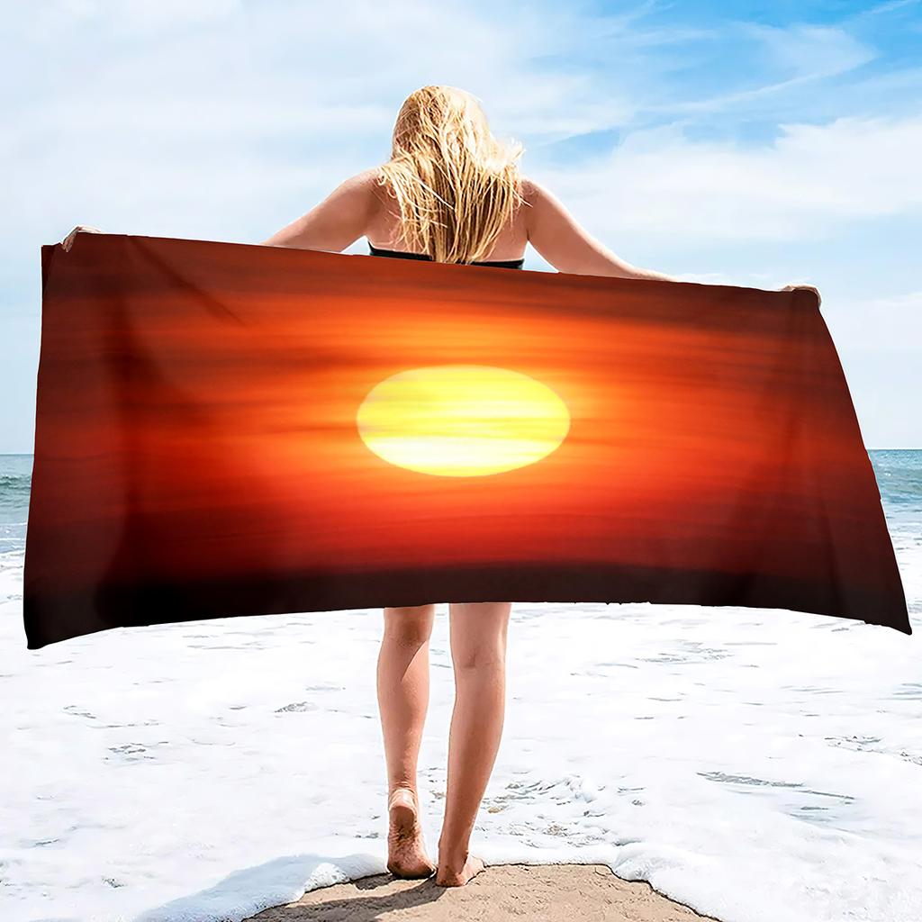 Sun Print Microfiber Beach Towel Large Quick Dry Sand Proof Absorbent Towel for Adult Travel Swimming