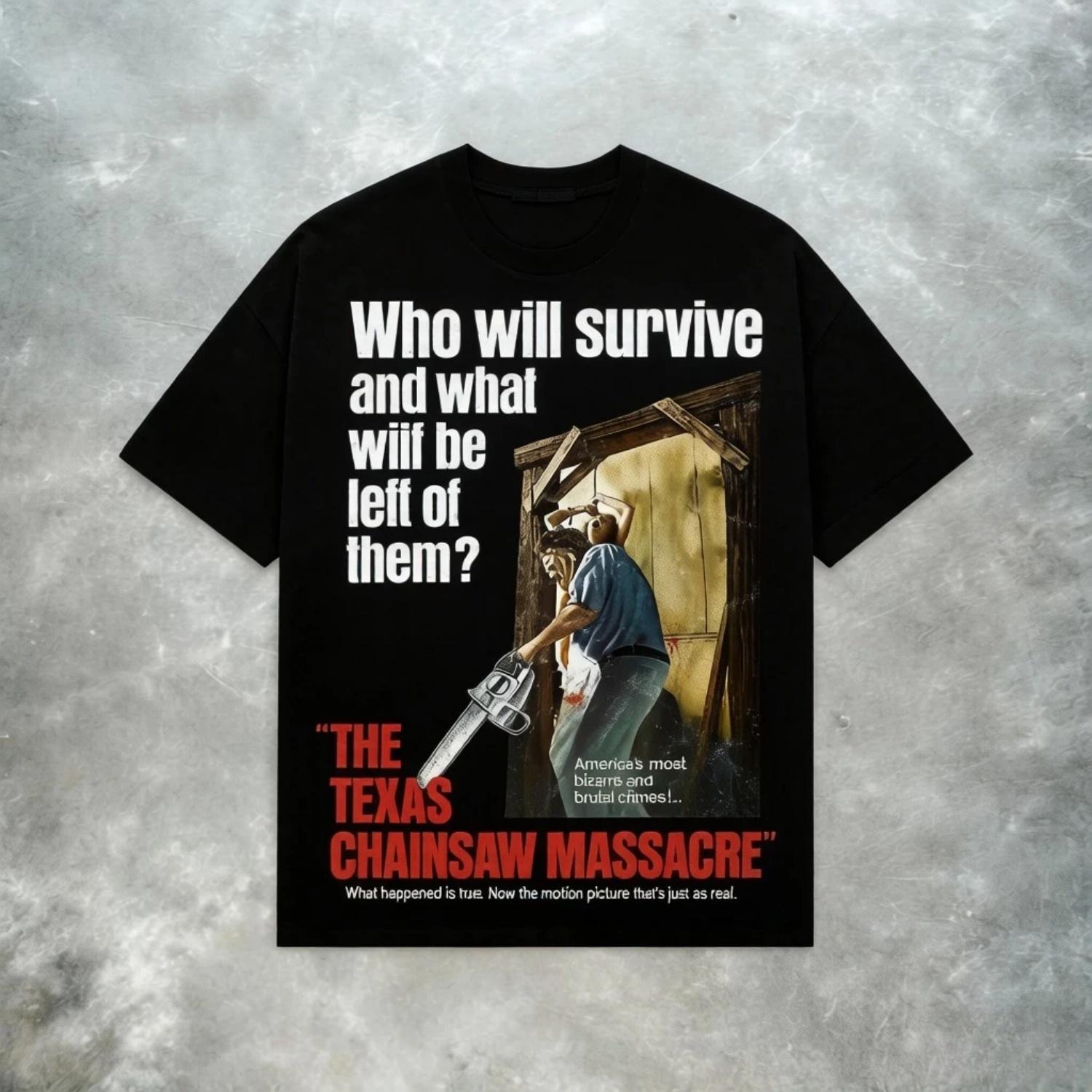 

_Texas Chainsaw Massacre_ T-shirt - Classic Horror-themed Print Casual Streetwear Suitable for Both Men and Women S разноцветный