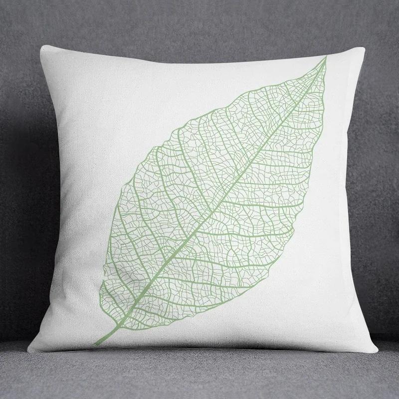 Tropical Green Plant Leaf Print Pattern Home Office Bedroom Sofa Car Decoration Throw Pillow Pillowcase 45 * 45cm