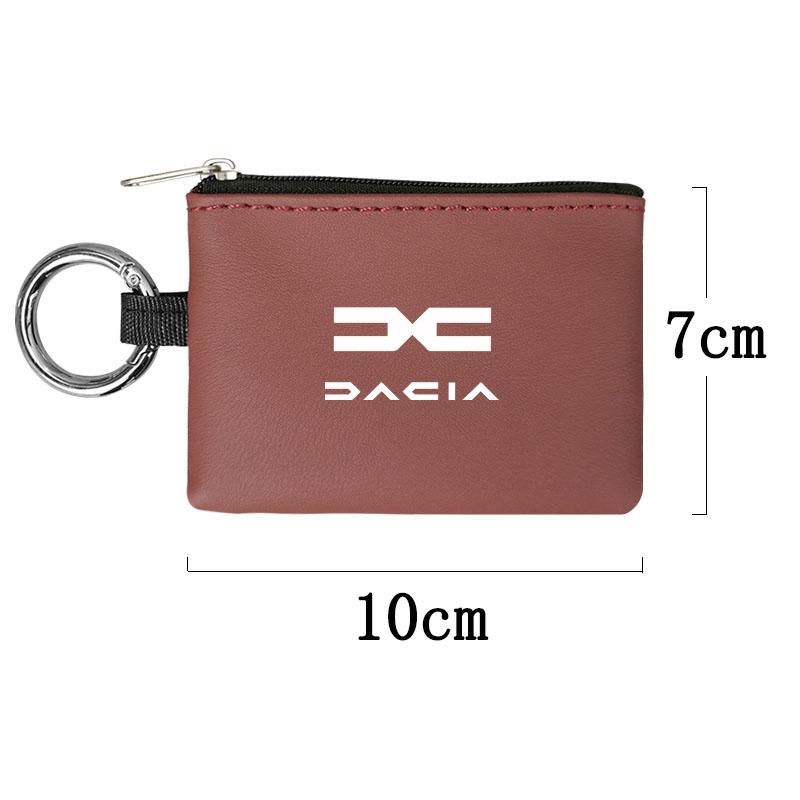 Car Accessories Leather Key Wallet Card Bag Emblem Keychain Pouch For Dacia Bigster Spring Duster Sandero Jogger Dokker Lodgy RS