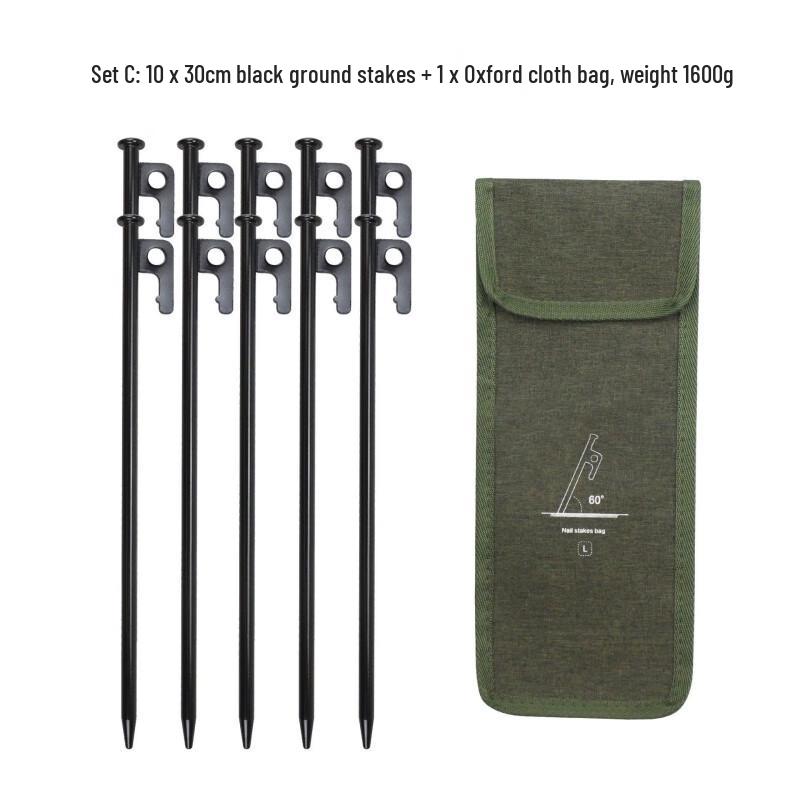 Outdoor Heavy-Duty Tent Peg Set with Storage Bag