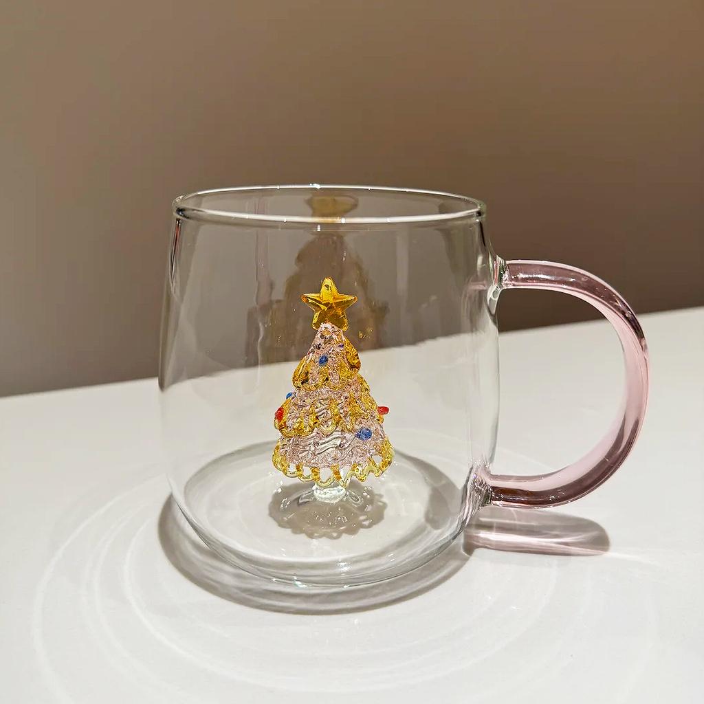Christmas Tree Glass Wishing 3D Cartoon Animal Shape Cup Borosilicate Glass Single Layer Cup Living Room Guests Juice Cold Drink
