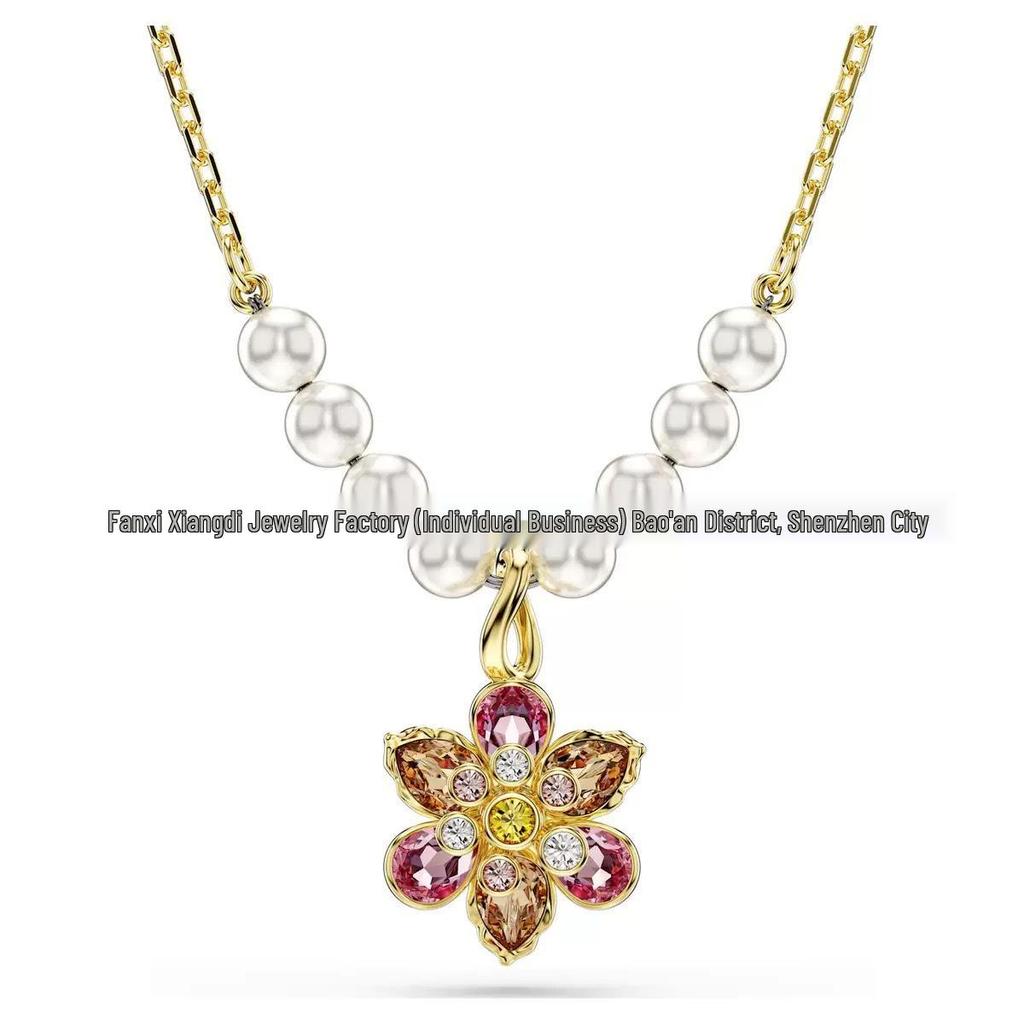 Idyllia Flower Dopamine Jewelry Set: Necklace, Bracelet, Earrings, Ring with Austria Crystals
