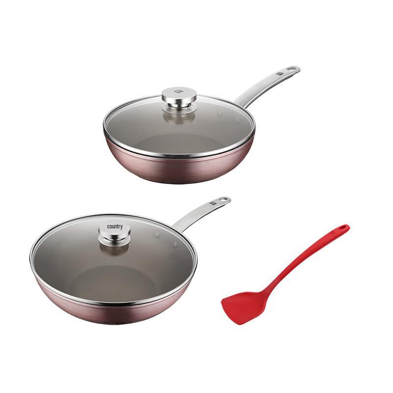 Zwilling Pink Chinese Wok & Frying Pan 3-Piece Set