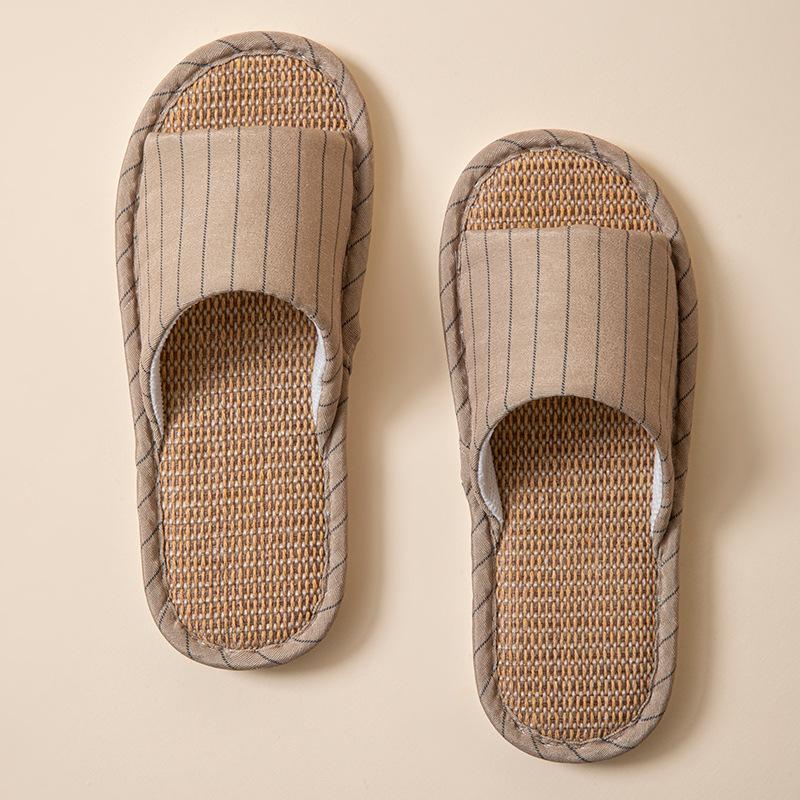 Linen breathable slippers women's four seasons indoor home non-slip deodorant silent soft bottom couple household floor mopping men
