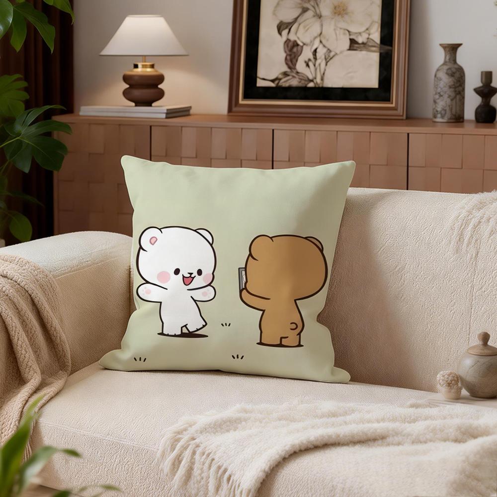 Cute Milkbear Cushion Cover Cushion Cover Set 4Pcs 50x50 45x45 40x40 Pillowcase Decorative Sofa Home Decor