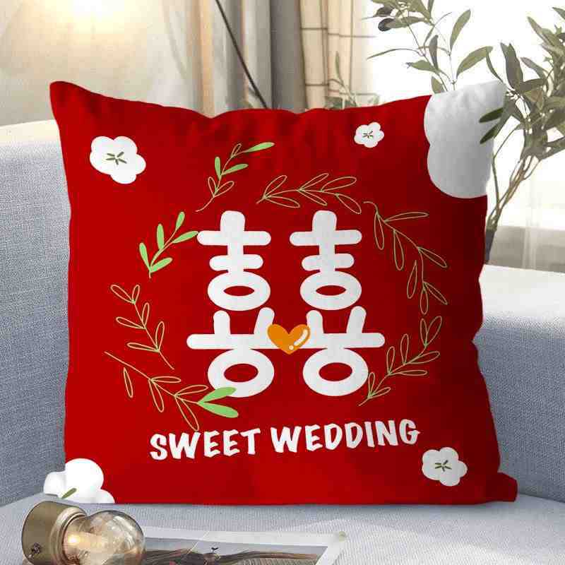 Wedding Pillows, Wedding Room Atmosphere Decoration Pillows, Living Room Sofa Cushions, Happy Wedding Gifts, Wedding Supplies Props