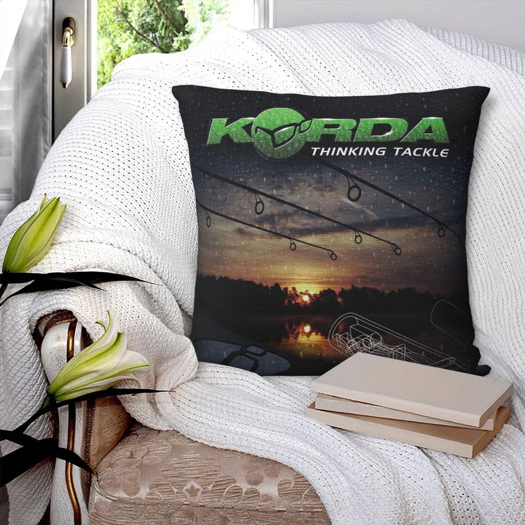 Korda Fishing Logo Square Pillowcase Pillow Cover Polyester Cushion Zip Decorative Comfort Throw Pillow for Home Living Room
