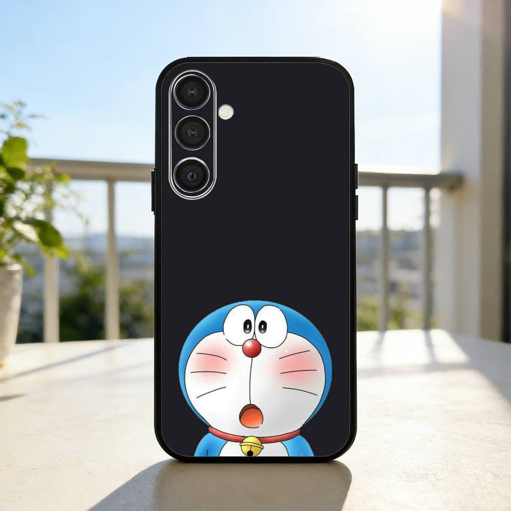 Cute Fat D-Doraemon Blue white Phone Case For Samsung A73,A21s,A22,A31,A32,A52,A53,A71,A80,Soft Black Shell