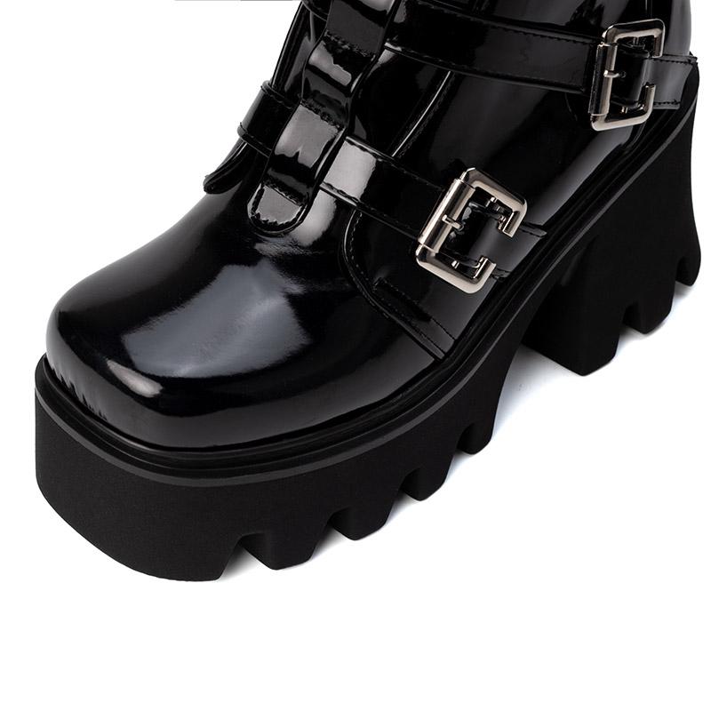 Women's High-heeled Short Boots Autumn and Winter New Waterproof Table Thick-heeled Large-size Thick-soled Roman Boots